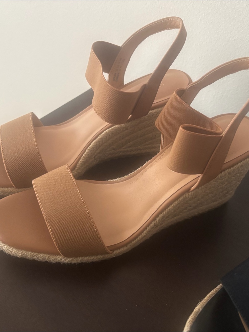 Dream Pairs Tan Espadrille Wedge Sandals with Elastic Slingback